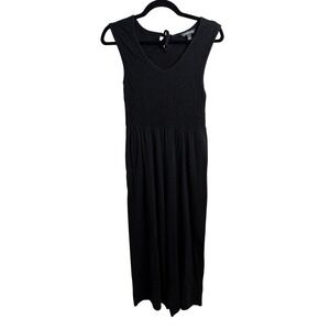 Toad&Co Black Sleeveless Smocked Jumpsuit Wide Leg Sustainable Casual Size Small